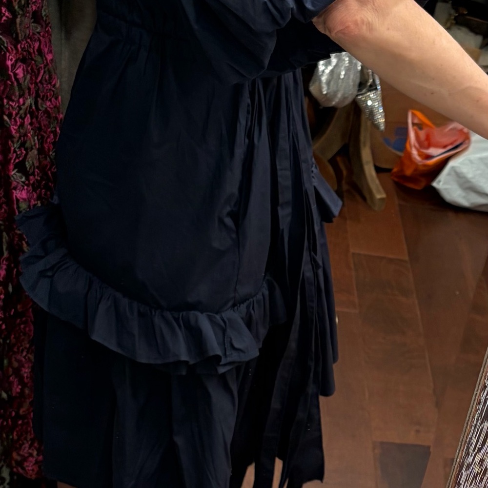 Blue Puff-Sleeve Ruffle Shirt Dress - Beulahstyle - Picture 4 of 7